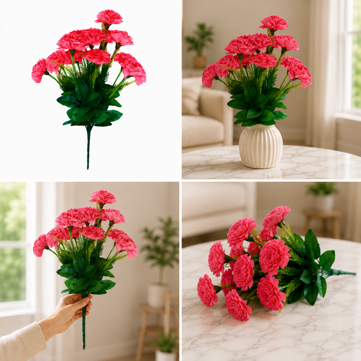 Artificial Royal Imports Carnation | Flowers for Weddings Real | Touch Silk Faux Flowers |  Lifelike Blooms for Weddings |  Bouquets, Vases, Wreaths, Cemetery Décor & DIY Crafts — view 7